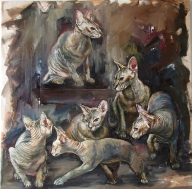 Peinture intitulée "9 Lives" par Igor Navrotski, Œuvre d'art originale, Huile