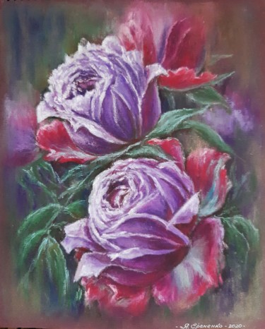 "Roses violettes"|" Purple roses", pastel drawing Σχέδιο με τίτλο ""Roses violettes"|"…" από Yana Yeremenko, Αυθεντικά έργα τέχνης, Παστέλ