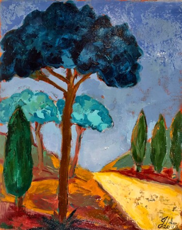 Peinture intitulée "Sur les chemins" par Julie D'Aragon, Œuvre d'art originale, Huile