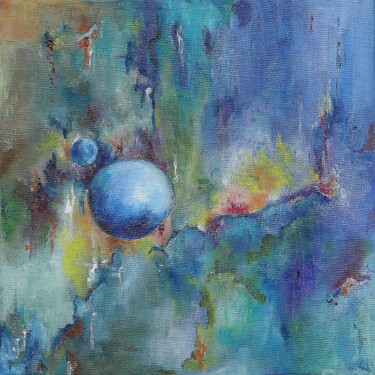 绘画 标题为“blue mood (1)” 由Jean Jourdan, 原创艺术品, 油 安装在木质担架架上