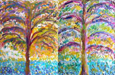 Painting titled "In trees we trust" by Jean Mirre, Original Artwork, Oil