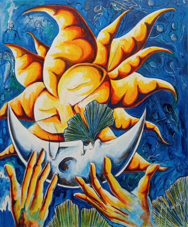 Peinture intitulée "La feuille aux dents" par Jsroosenys, Œuvre d'art originale, Acrylique