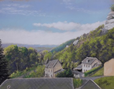 Tekening getiteld "Côteaux à Amfrevill…" door Jean-Pierre Cousin, Origineel Kunstwerk, Pastel