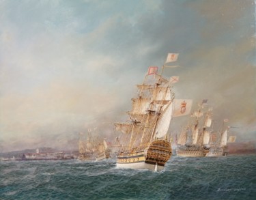 Pintura intitulada "Nau Principe da Bei…" por Abraham Levy Lima, Obras de arte originais, Óleo