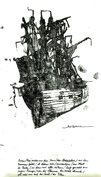 图画 标题为“Das Totenschiff (5)” 由Stephan Rodriguez Warnemünde, 原创艺术品, 墨