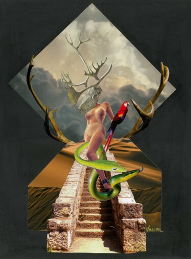 拼贴 标题为“Cernunnos was a wom…” 由Marion Revoyre, 原创艺术品, 拼贴