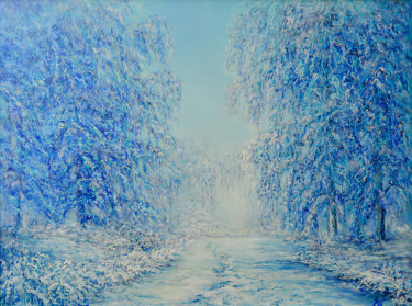 Pintura titulada "ЗИМНЯЯ ДОРОГА / WIN…" por Uliana Kuznetsova, Obra de arte original, Oleo