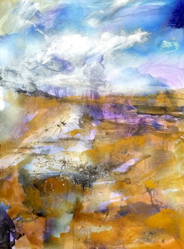 Peinture intitulée ""Déambulations" n°1" par Sylvie Touzery, Œuvre d'art originale, Encre Monté sur Carton