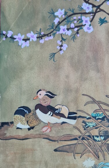 绘画 标题为“Les petits colverts” 由Sylvie Etienne, 原创艺术品, 水粉