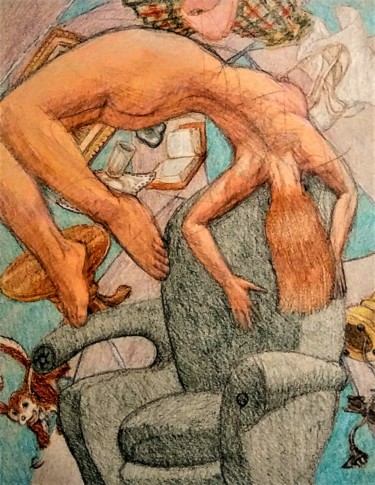 图画 标题为“Living with the Abs…” 由Edwin Loftus, 原创艺术品, 铅笔 安装在其他刚性面板上