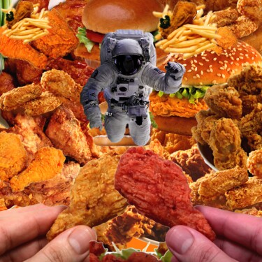 Collages titled "FRIED CHICKEN 2" by Otis Porritt, Original Artwork, Digital Print