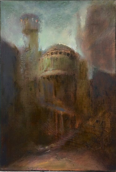 Painting titled "ostrich" by Sergii Shkoliar, Original Artwork, Oil Mounted on Wood Stretcher frame