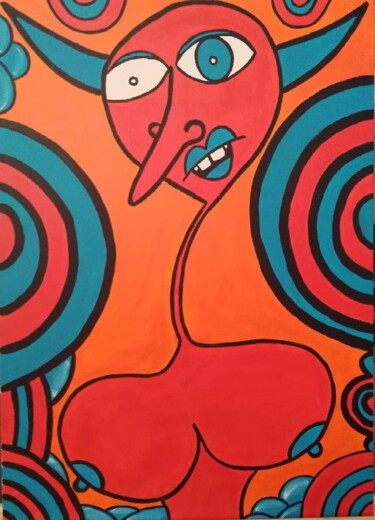 绘画 标题为“Tetas y pasión” 由Raquel Ruth Martos Martinez, 原创艺术品, 丙烯