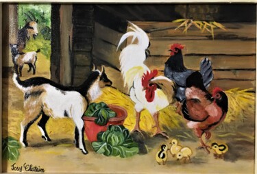 绘画 标题为“La ferme” 由Josy Chatain, 原创艺术品, 油