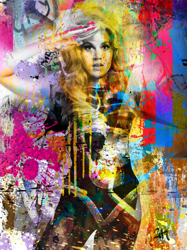 绘画 标题为“Barbarella” 由2kyff, 原创艺术品, 数字油画 安装在木质担架架上