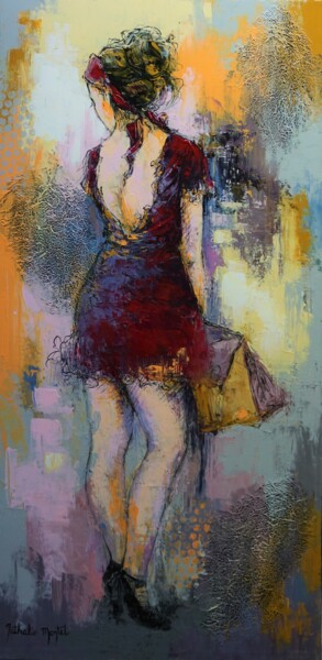 「La petite robe」というタイトルの絵画 Nathalie Montelによって, オリジナルのアートワーク, アクリル ウッドストレッチャーフレームにマウント