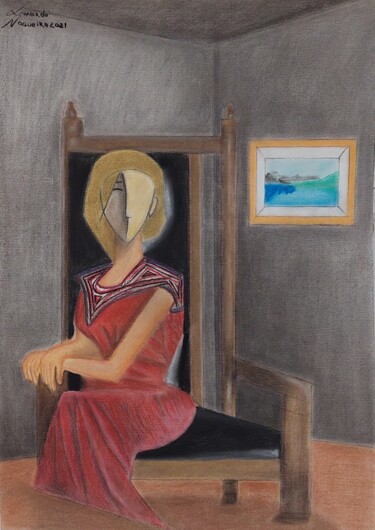 Mulher Mascarada 图画 标题为“Mulher Mascarada” 由Leonardo Nogueira, 原创艺术品, 粉彩