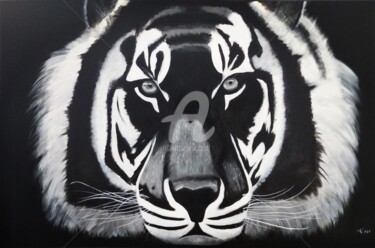 Portrait tigre 绘画 标题为“Portrait tigre” 由Franck Moreno, 原创艺术品, 丙烯 安装在木质担架架上