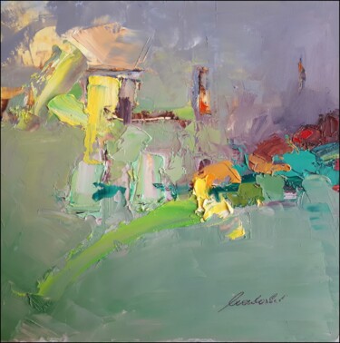 Painting titled "Zielona ścieżka" by Kazimierz Mordarski, Original Artwork, Oil