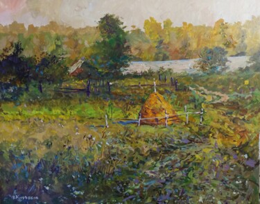 Осень в деревне. Pittura intitolato "Осень в деревне." da Vladimir Kuriakov (Vladimir Kuryakov), Opera d'arte originale, Olio