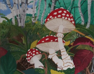 绘画 标题为“Champignons sauvages” 由Denise Langlais, 原创艺术品, 丙烯