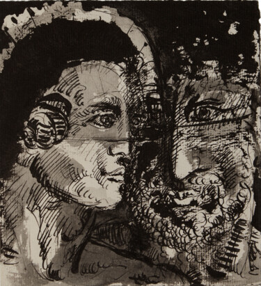 Dessin intitulée "Apollon et Dyonisos" par Marcel Mariono, Œuvre d'art originale, Encre