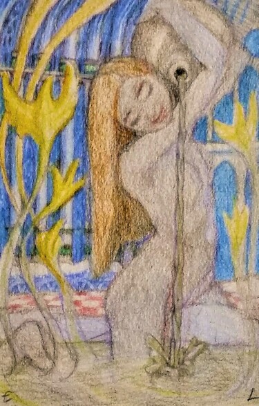 Disegno intitolato "In the Well of the…" da Edwin Loftus, Opera d'arte originale, Matita Montato su Altro pannello rigido