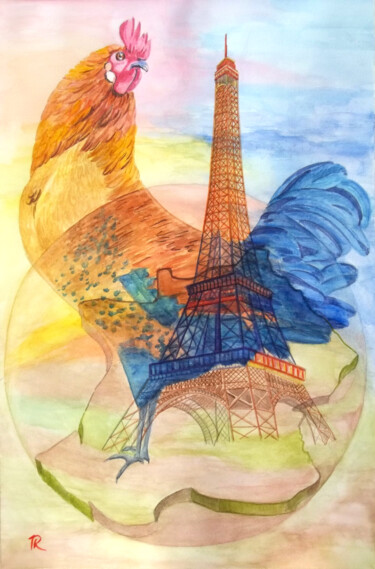 Aquarelle originale et unique, intitulée: France Peinture intitulée "Aquarelle originale…" par Isabelle Redonnet, Œuvre d'art originale, Aquarelle