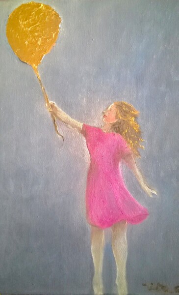 Schilderij getiteld "Mais elle vole!" door Rita Cau, Origineel Kunstwerk, Olie