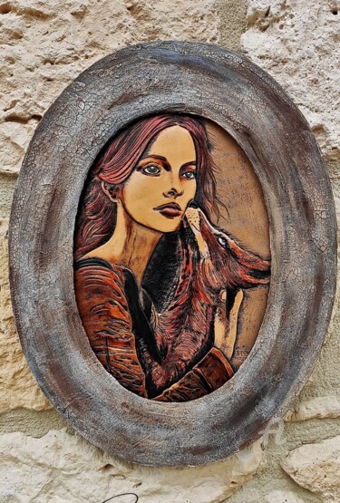Malerei mit dem Titel "La jeune fille au r…" von Margaery, Original-Kunstwerk, Acryl Auf Karton montiert