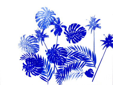 绘画 标题为“Palm Blue” 由Patricia Lardé, 原创艺术品, 丝网印刷