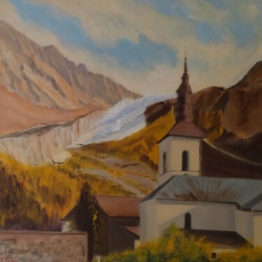 Peinture intitulée "Eglise d'Argentière…" par Hervé Michal (Harvey.m), Œuvre d'art originale, Acrylique Monté sur Châssis en…