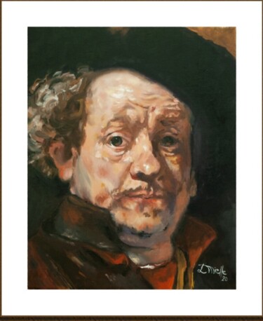 Retrato pintura a óleo sobre tela - Retrato Rembrandt Peinture intitulée "Retrato pintura a ó…" par Luis Mielle, Œuvre d'art originale, Huile