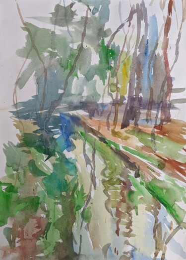 Malerei mit dem Titel "tales of autumn sou…" von Irina Kindritska, Original-Kunstwerk, Aquarell