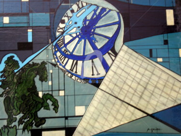 Malerei mit dem Titel "OEIL SUR LOUVRE" von Alain Faure, Original-Kunstwerk, Acryl Auf Keilrahmen aus Holz montiert