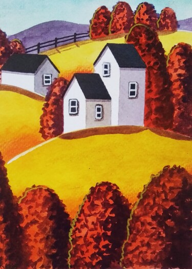 제목이 "Journée d'automne e…"인 미술작품 Sabrina Riggio로, 원작, 수채화