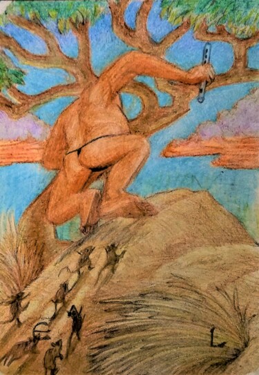Dessin intitulée "Followers 2" par Edwin Loftus, Œuvre d'art originale, Crayon Monté sur Autre panneau rigide