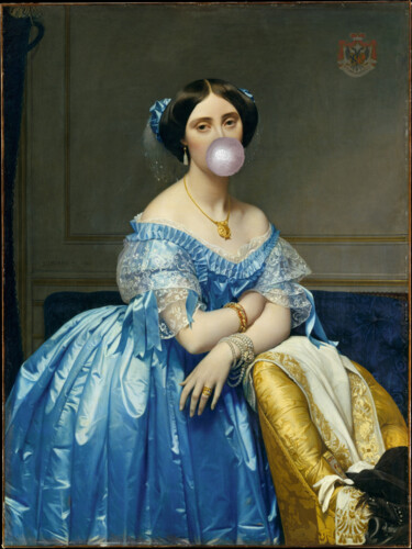 Women Classical Classic H Classic Icon Retro with Bubble Gum Painting titled "Women Classical Cla…" by Tony Rubino, Original Artwork, Acrylic Mounted on Wood Stretcher frame