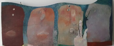 Peinture sur bois - Saint Joseph et les trois mages Schilderij getiteld "Peinture sur bois -…" door Gérard Cyne, Origineel Kunstwerk, Olie