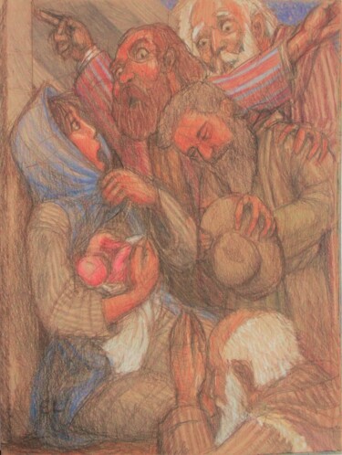 「Visitation of the S…」というタイトルの描画 Edwin Loftusによって, オリジナルのアートワーク, 鉛筆 その他の剛性パネルにマウント