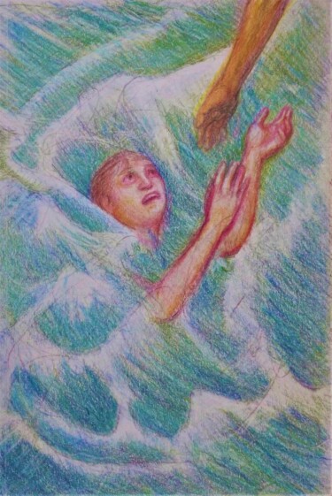 「Salvation」というタイトルの描画 Edwin Loftusによって, オリジナルのアートワーク, 鉛筆 その他の剛性パネルにマウント