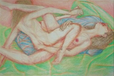 Lovers, Scissoring Drawing titled "Lovers, Scissoring" by Edwin Loftus, Original Artwork, Pencil Mounted on Other rigid panel