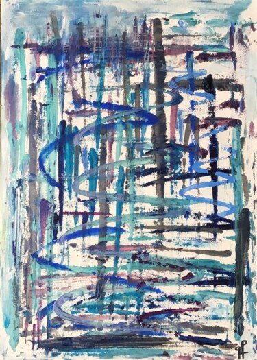 「Attachements」というタイトルの絵画 Geneviève Lamya Pousによって, オリジナルのアートワーク, オイル