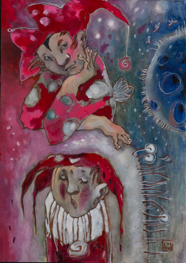 Red Elves 图画 标题为“Red Elves” 由Natasha Ermolaeva, 原创艺术品, 水彩