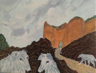 Peinture intitulée "Ruines de Cluis-Des…" par Murielle Lucie Clément, Œuvre d'art originale, Huile