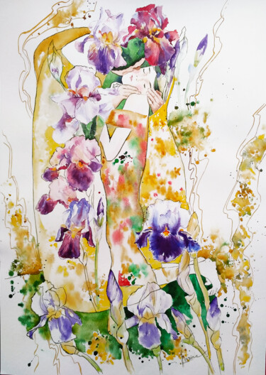 Iris kiss 绘画 标题为“Iris kiss” 由Olga Larina, 原创艺术品, 水彩