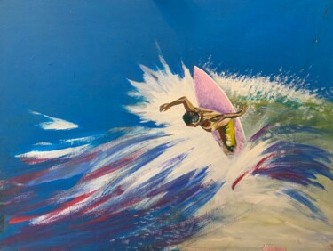 제목이 "Surf sur la côte la…"인 미술작품 Stephane Louveau로, 원작, 아크릴