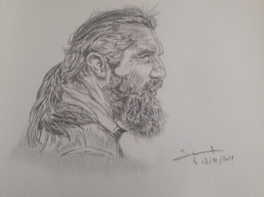 Portrait de Sébastien Chabal réalisé au crayon 图画 标题为“Portrait de Sébasti…” 由Gilles Staub (LeCrayonAgile), 原创艺术品, 铅笔
