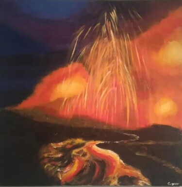 绘画 标题为“Feu de la terre ,ja…” 由Cathy Occo, 原创艺术品, 油