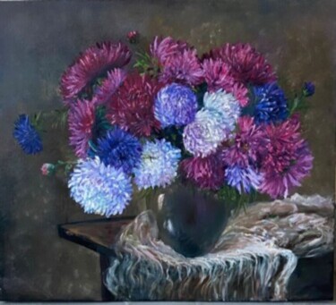 Pink Flowers Oil Painting Canvas CountryBouquets Wall Art As Pintura intitulada "Pink Flowers Oil Pa…" por Marina Gavrilova, Obras de arte originais, Óleo